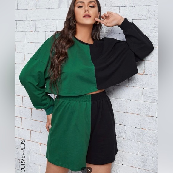 Long Sleeve Plus Co-ord Short Set - Picture 2 of 2